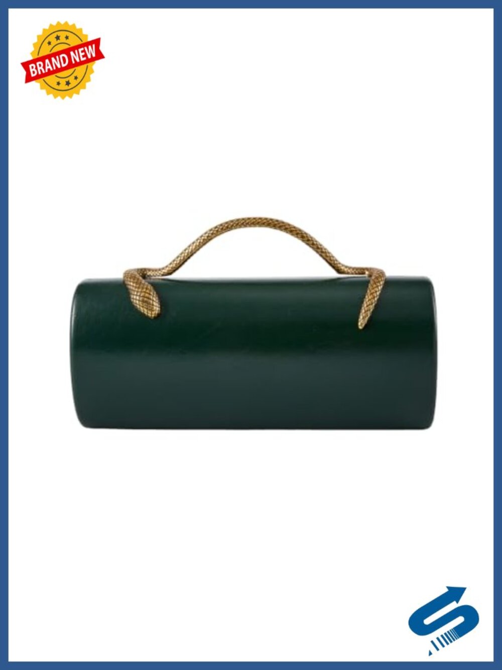 Vegan Leather Evening Clutch Faux Leather Handbag with Metal Snake Handle